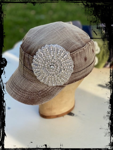 Brown Denim Bling Hat