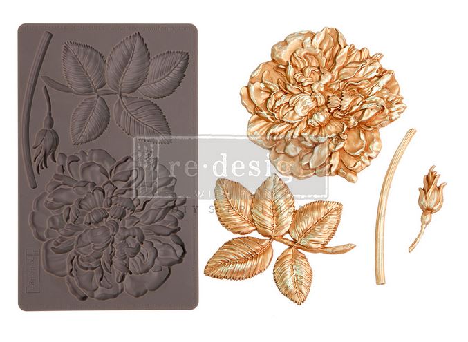 Peony Suede – Large Floral Silicone Mould – 8″x5″, 8mm thickness