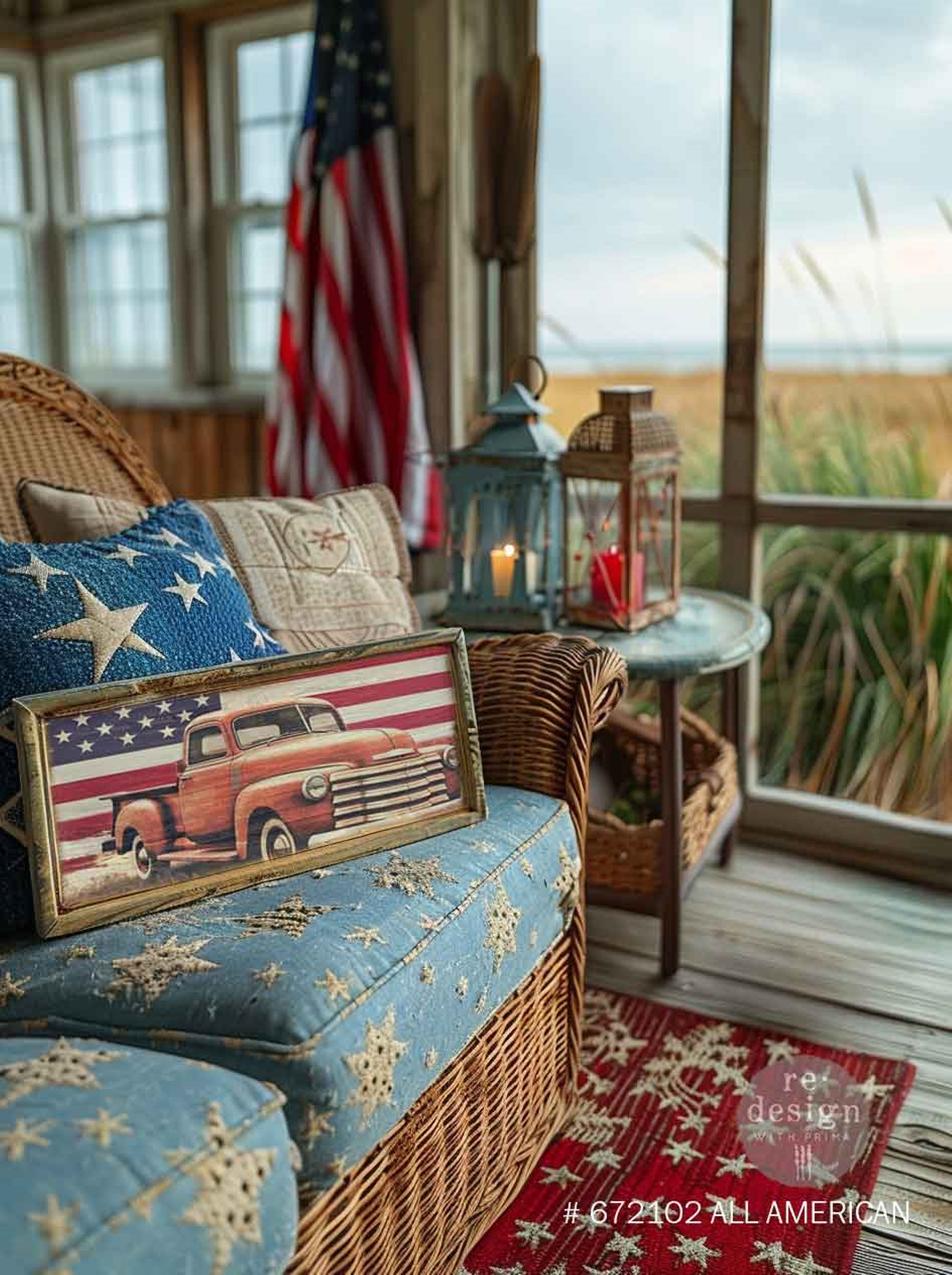 Redesign with Prima All American decoupage fiber 3 sheet pack for furniture crafts