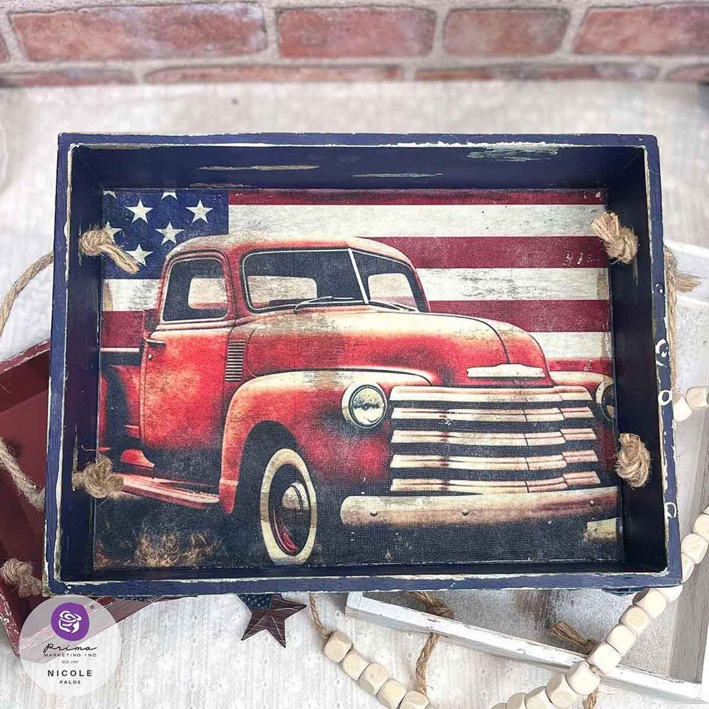 Patriotic themed decoupage fiber paper for DIY furniture projects