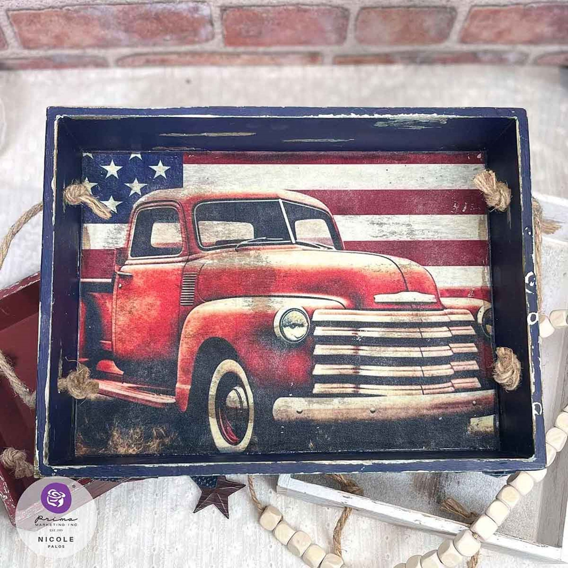 Patriotic themed decoupage fiber paper for DIY furniture projects