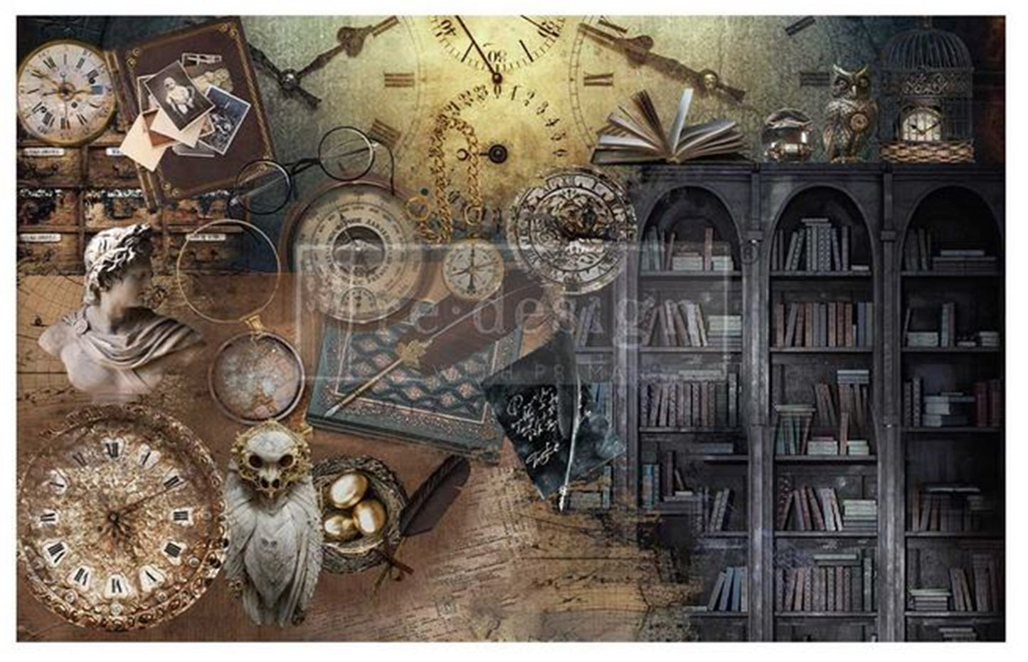 Archival Notes Steampunk A1 Decoupage Fiber Paper - Redesign Decor Tissue Paper for Decoupaging ~ Decoupage Paper for Furniture 23.4" x 33.1″