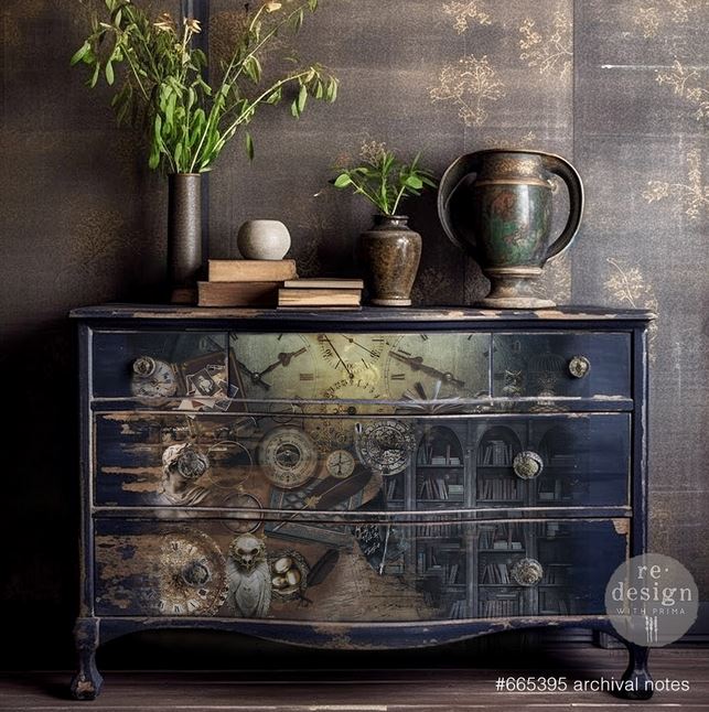 Archival Notes Steampunk A1 Decoupage Fiber Paper - Redesign Decor Tissue Paper for Decoupaging ~ Decoupage Paper for Furniture 23.4" x 33.1″