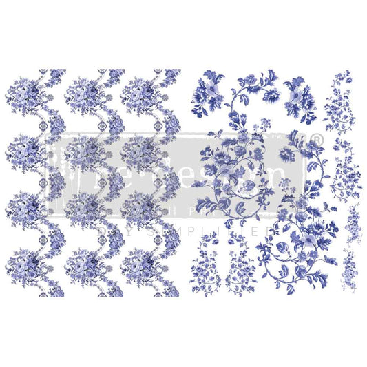 H2O Transfers – Azure Florals II (2 Sheets, 8.5″×11″)