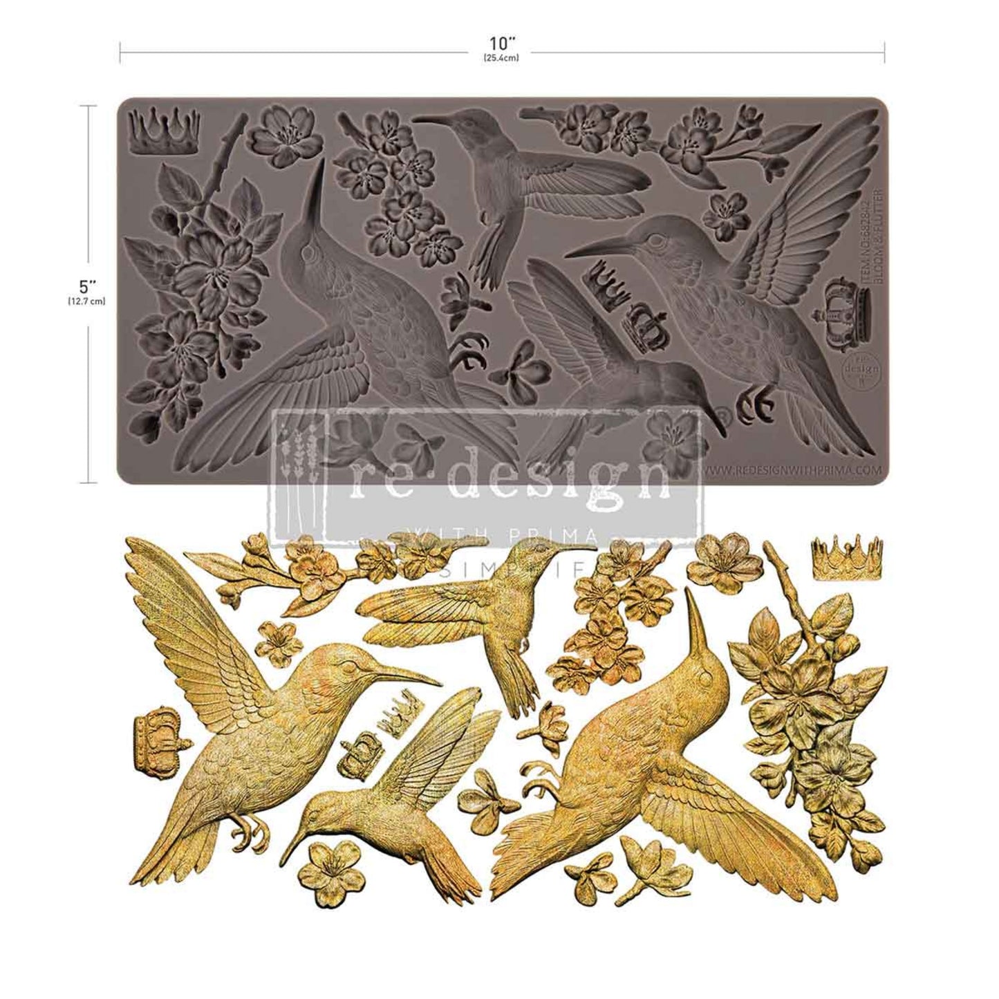 Redesign with Prima Bloom & Flutter Decor Mould with bird and blossom details for spring crafts, romantic décor, and DIY home accents.