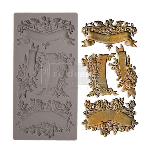 Blooming Banners Mould – 10″x5″, 8mm thickness ~ Redesign Decor Moulds® Silicone Decor Mould - Furniture Decor Mould
