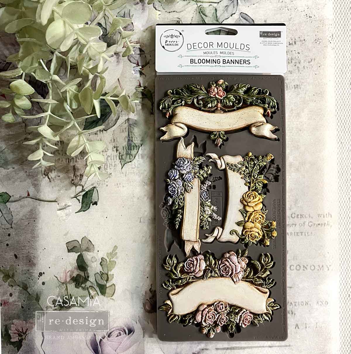 Blooming Banners Mould – 10″x5″, 8mm thickness ~ Redesign Decor Moulds® Silicone Decor Mould - Furniture Decor Mould