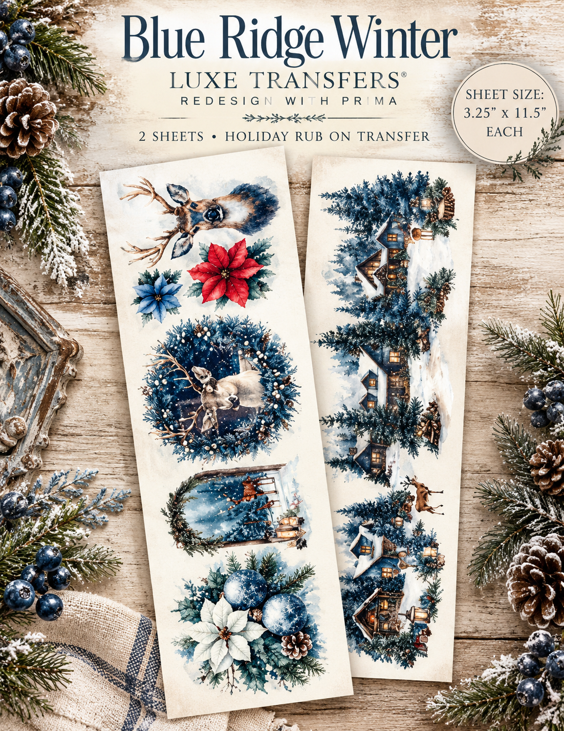 Luxe Transfers® – Blue Ridge Winter – 2 Sheets, 3.25″ x 11.5″