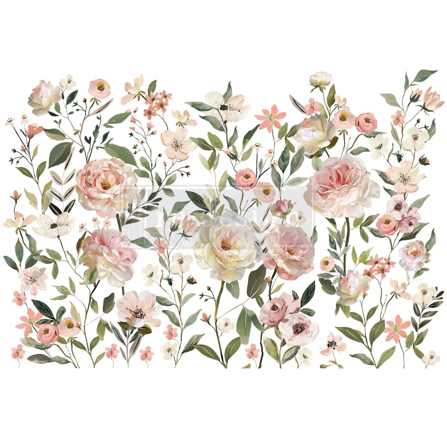 Blush Harmony Decor Transfer® – Soft Floral Furniture Transfer, 24″x35″