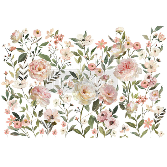 Blush Harmony Decor Transfer® – Soft Floral Furniture Transfer, 24″x35″