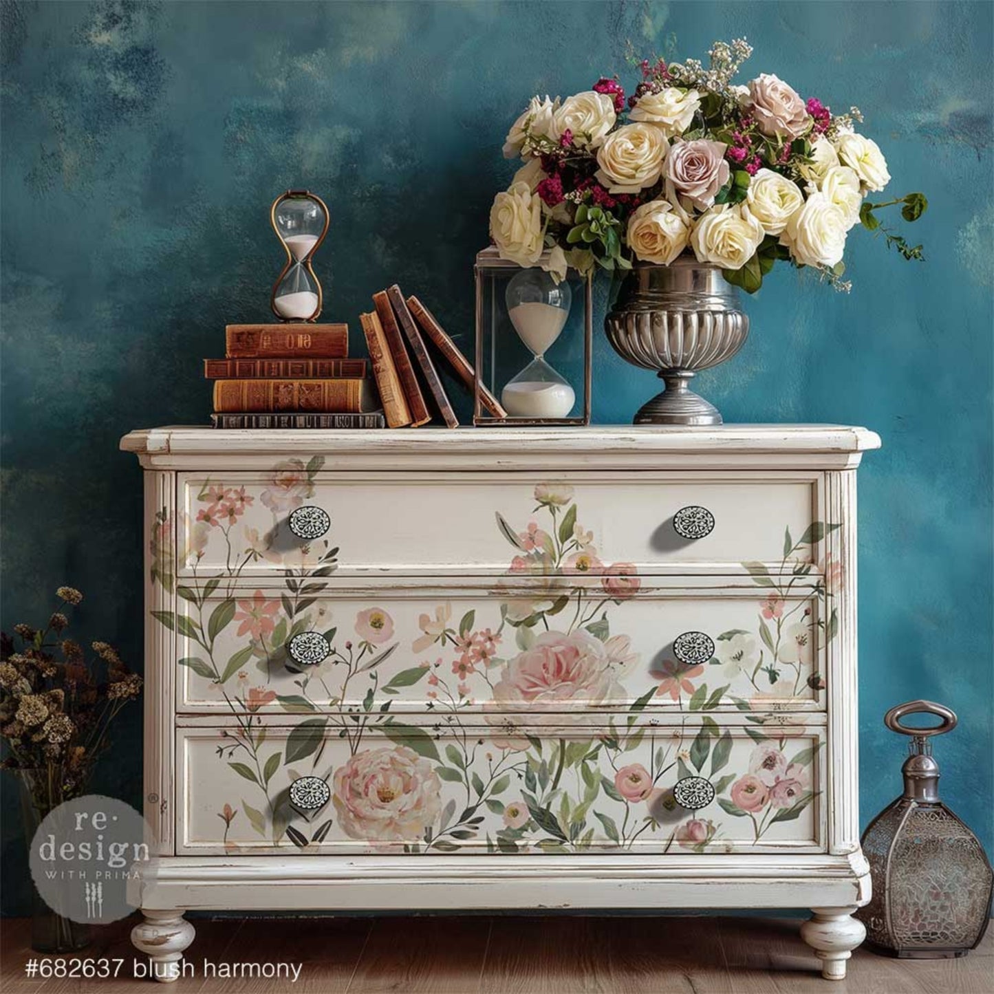 Blush Harmony Decor Transfer® – Soft Floral Furniture Transfer, 24″x35″