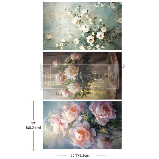 Bountiful Beauty Decoupage Fiber Paper 3 Pack - Redesign Decor Tissue Paper for Decoupaging ~ Decoupage Paper for Furniture 23.4" x 33.1″