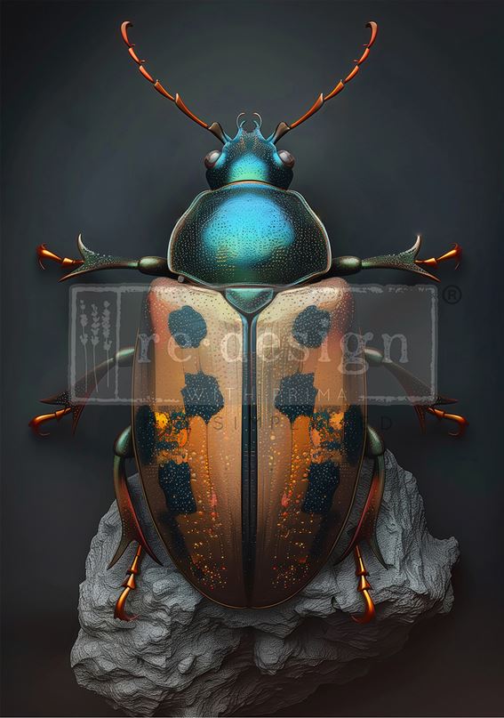 Brass Scarab A1 Decoupage Fiber - Redesign Decor Tissue Paper ~ Decoupage Paper for Furniture 23.4" x 33.1″