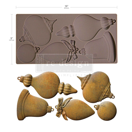 Bright Baubles Silicone Mould – Holiday Ornament Designs ~ 1 pc, 5″x10″x8mm
