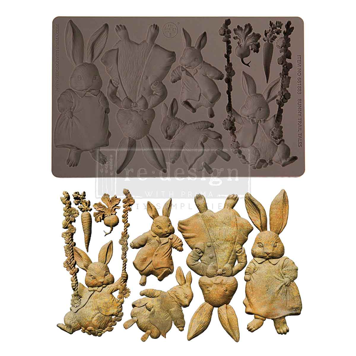 Silicone casting mould Bunny Trail Tales Easter bunny design