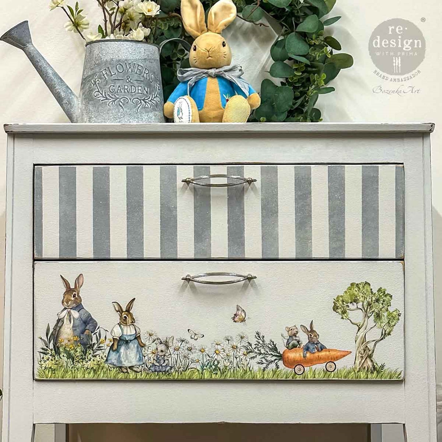 Bunny Trails - Middy Decor Transfers®  Rub on Transfers for Furniture, Redesign with Prima Decor Transfer, Furniture Transfer