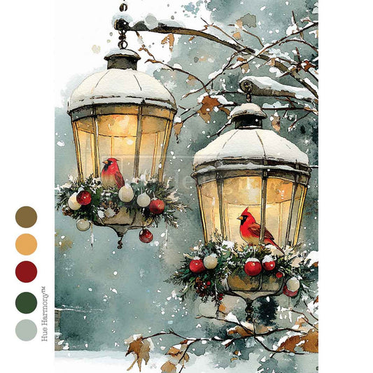 Cardinal Christmas - A4 Decoupage - Redesign Decor Tissue Paper ~ Decoupage Paper for Furniture 8.27″x11.69″
