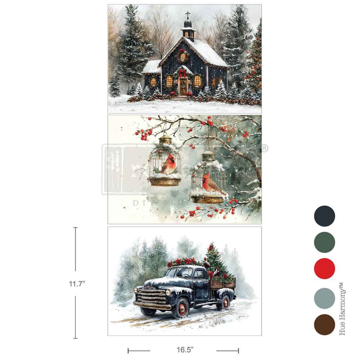 Christmas Blessings - A3 Decoupage Fiber Pack - Redesign Decor Tissue Paper ~ Decoupage Paper for Furniture 11.7″x16.5″