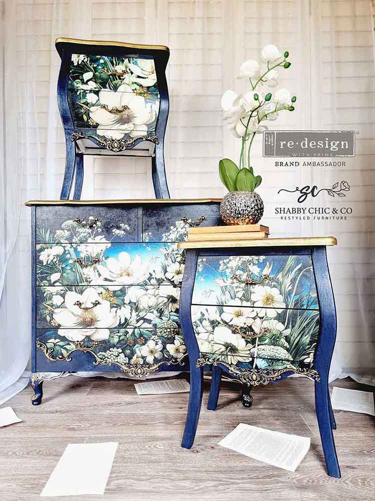 Contrast Of Night And Petal A1 Decoupage Fiber - Redesign Decor Tissue Paper ~ Decoupage Paper for Furniture 23.4" x 33.1″