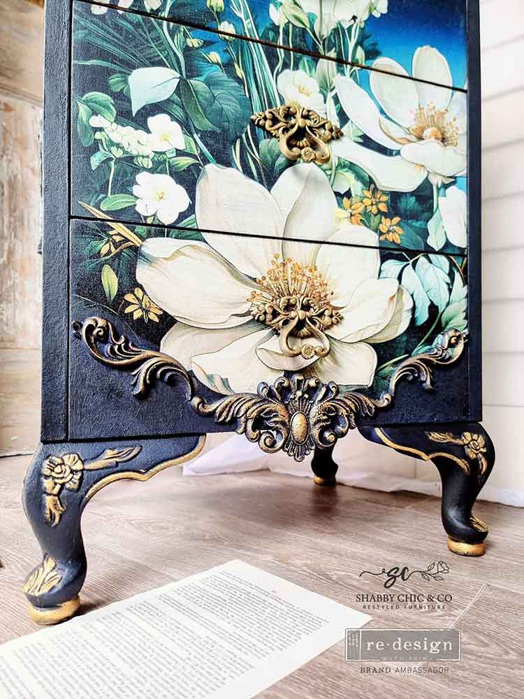 Contrast Of Night And Petal A1 Decoupage Fiber - Redesign Decor Tissue Paper ~ Decoupage Paper for Furniture 23.4" x 33.1″