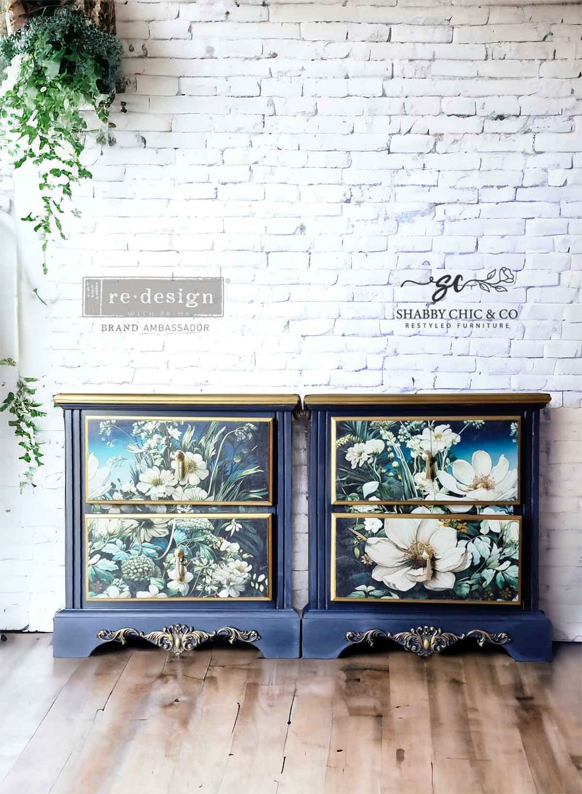 Contrast Of Night And Petal A1 Decoupage Fiber - Redesign Decor Tissue Paper ~ Decoupage Paper for Furniture 23.4" x 33.1″