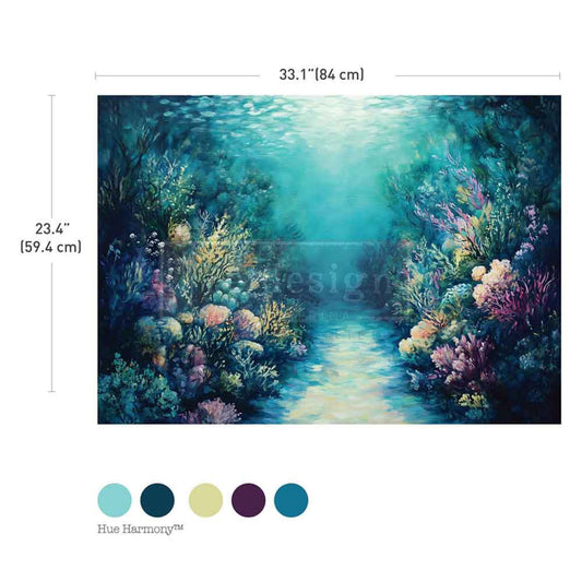 Coral Dreams A1 Decoupage Fiber Paper - Redesign Decor Tissue Paper for Decoupaging ~ Decoupage Paper for Furniture 23.4" x 33.1″