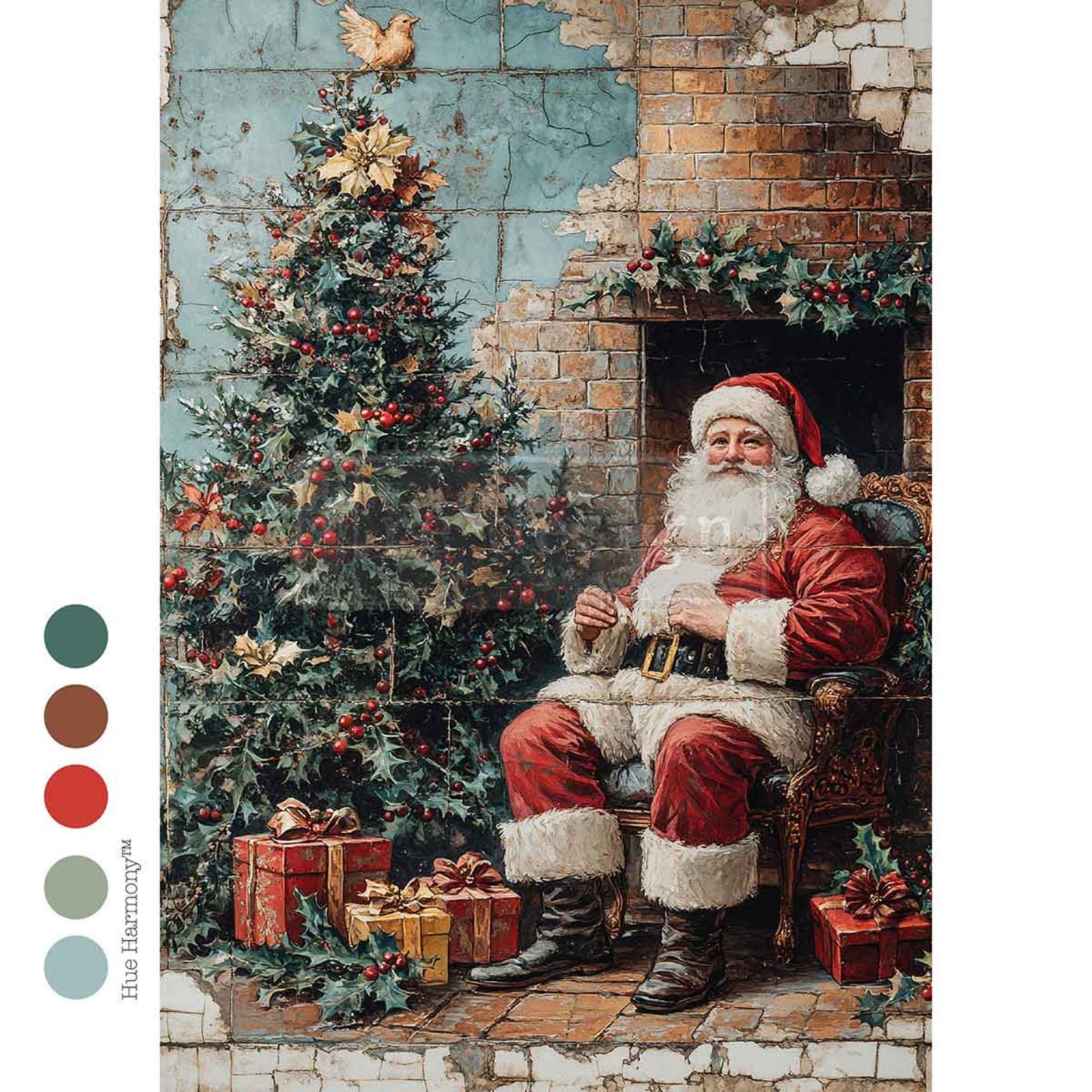 Cozy Claus Corner - A4 Decoupage - Redesign Decor Tissue Paper ~ Decoupage Paper for Furniture 8.27″x11.69″