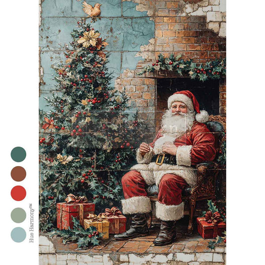 Cozy Claus Corner - A4 Decoupage - Redesign Decor Tissue Paper ~ Decoupage Paper for Furniture 8.27″x11.69″