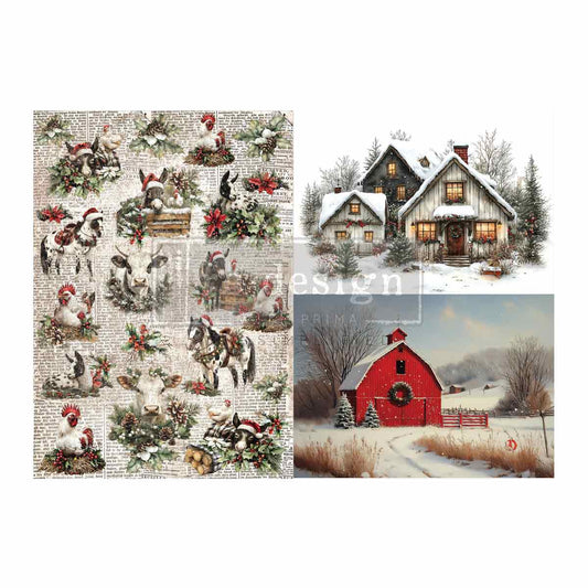 A3 Decoupage Fiber Pack – Cozy Country Christmas – 2 Sheets