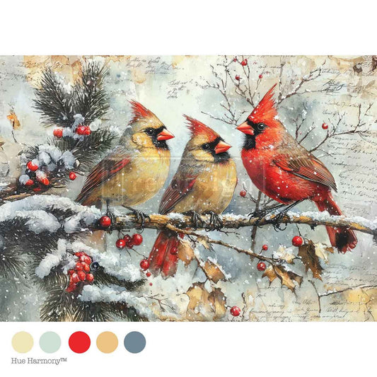 Crimson Noel - A4 Decoupage - Redesign Decor Tissue Paper ~ Decoupage Paper for Furniture 8.27″x11.69″