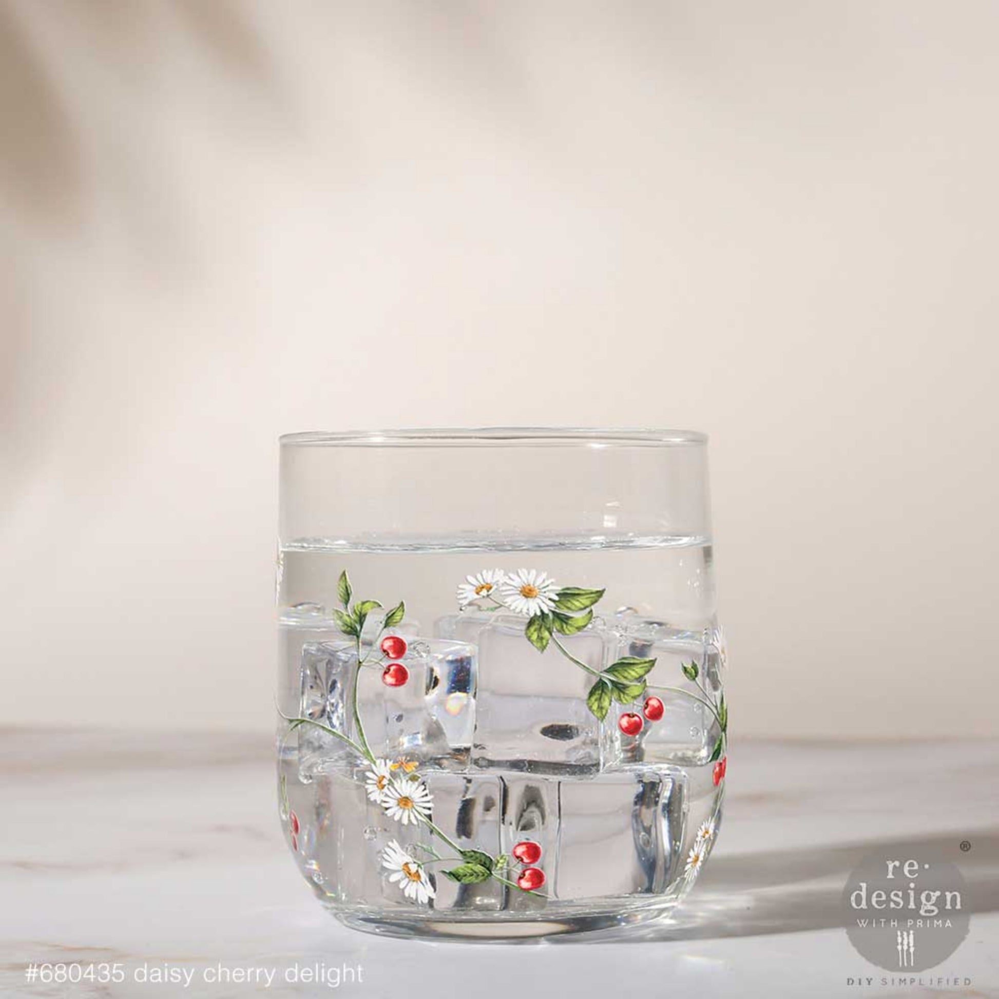 Cottagecore floral fruit transfer with daisies and cherries