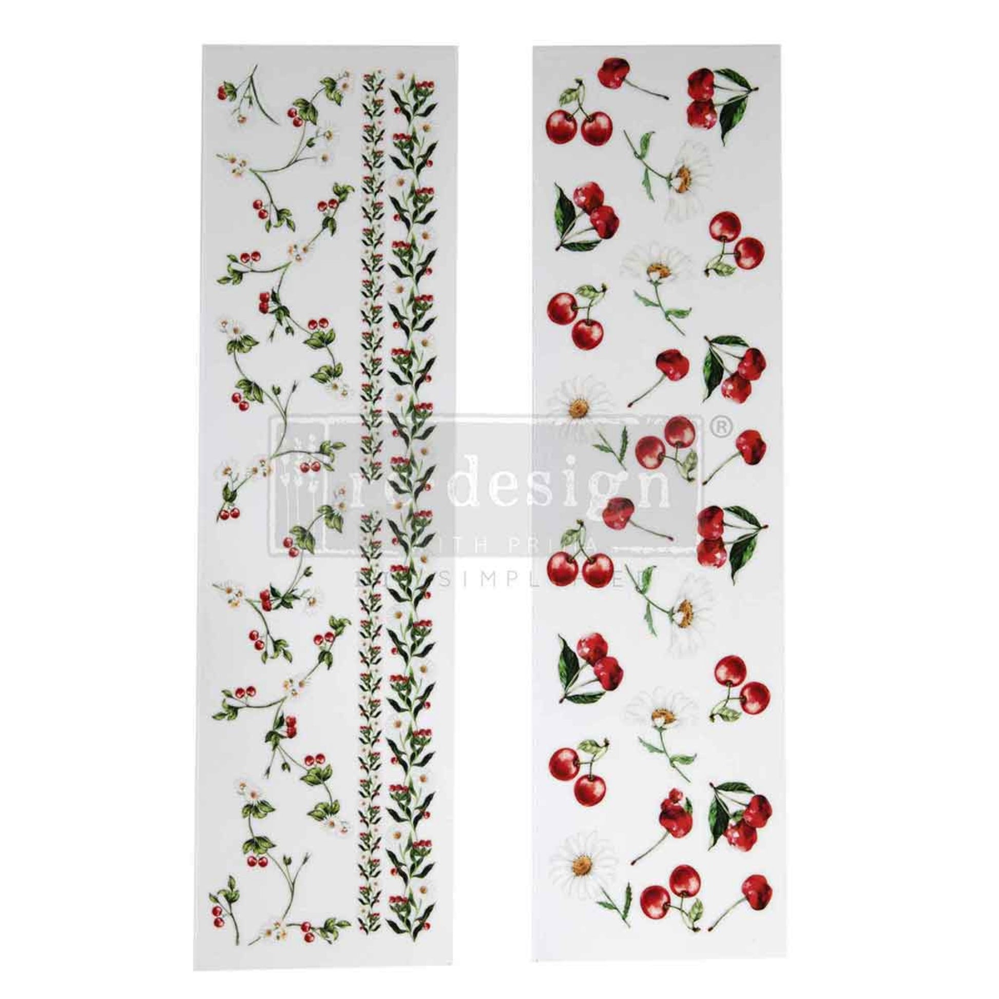Furniture decor transfer Daisy Cherry Delight botanical fruit design