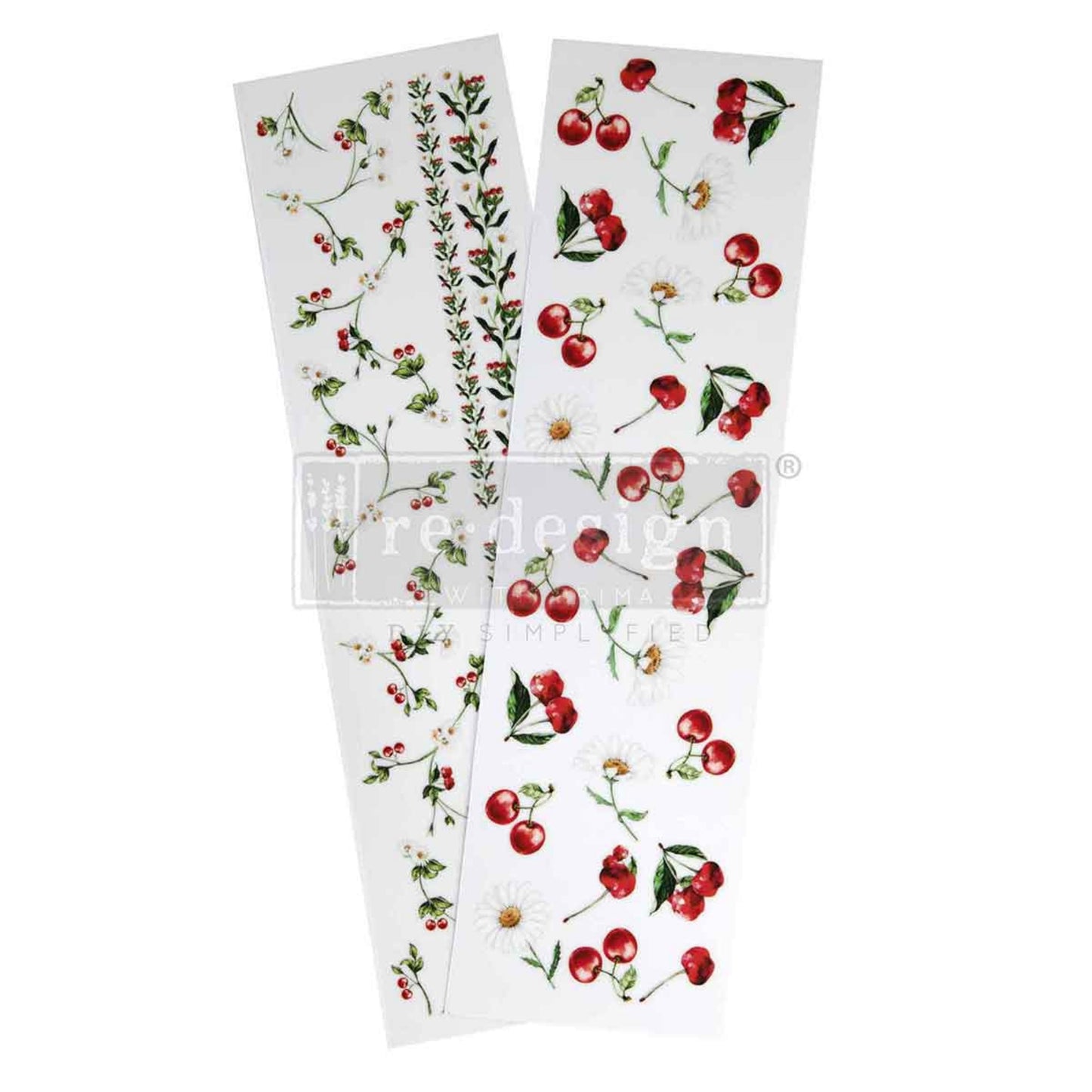 Daisy Cherry Delight Luxe transfer set with cherries and daisy floral artwork