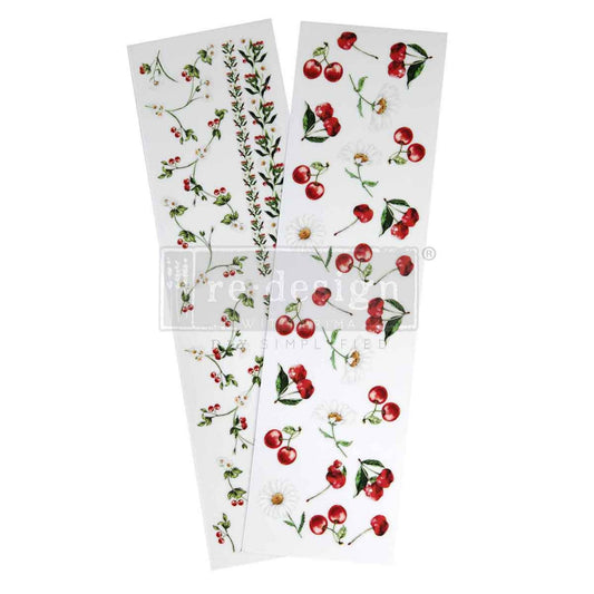 Daisy Cherry Delight Luxe transfer set with cherries and daisy floral artwork