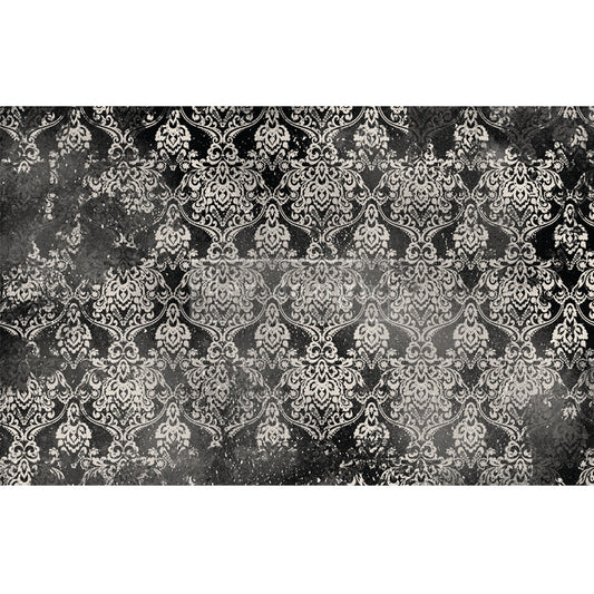 Dark Damask Decoupage Paper Elegant Black and White Pattern