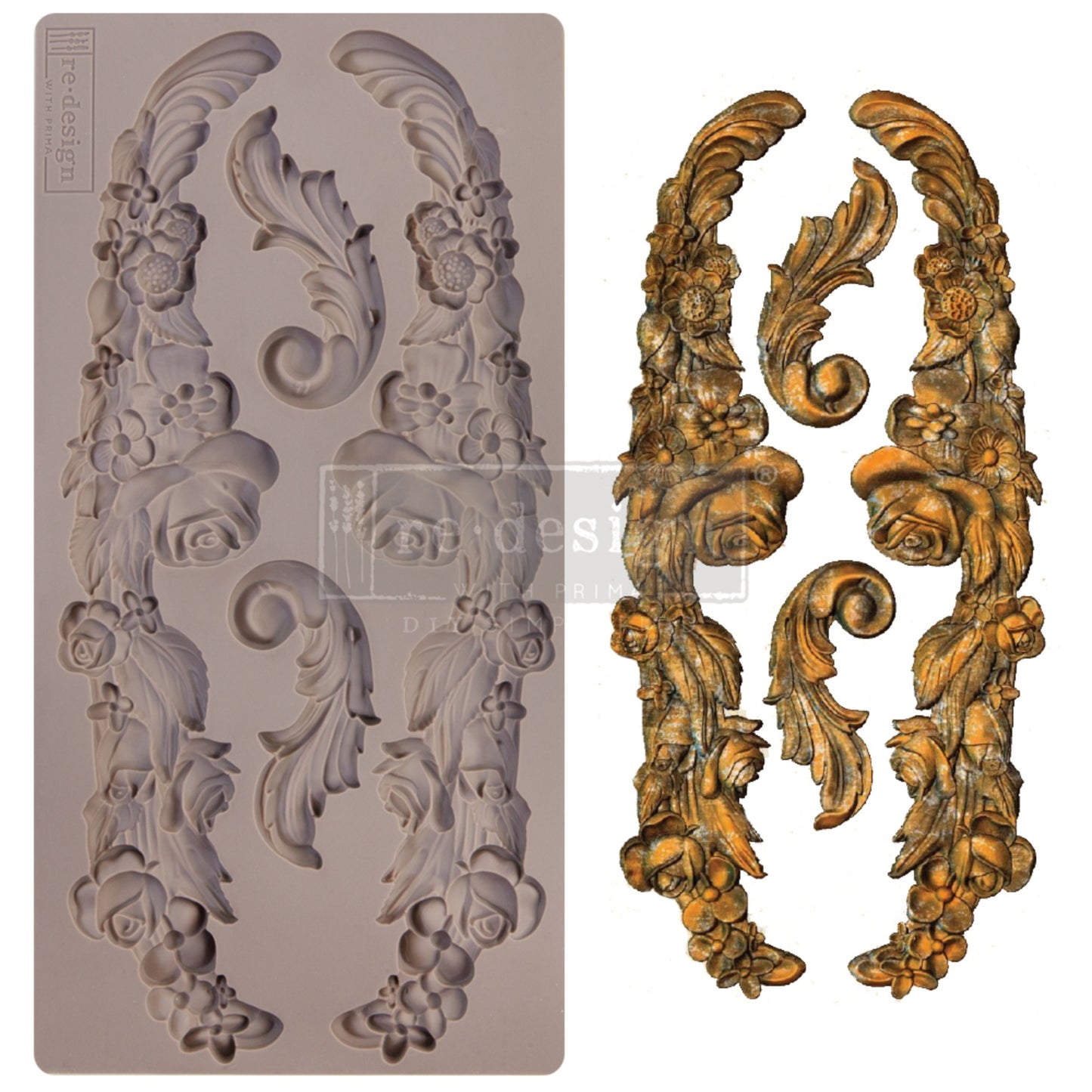 Delicate Floral Strands Décor Mould® – Redesign with Prima® 5"x10"
