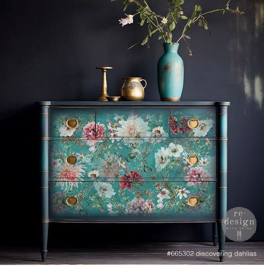 Discovering Dahlias Decoupage Paper – Bold Floral Print by Re·Design with Prima