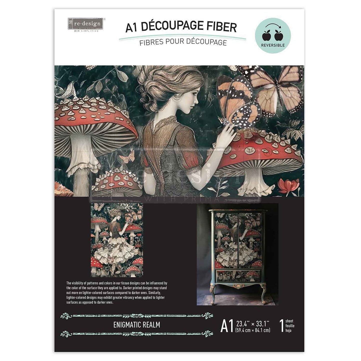 Enigmatic Realm A1 Decoupage Fiber - Redesign Decor Tissue Paper ~ Decoupage Paper for Furniture 23.4" x 33.1″