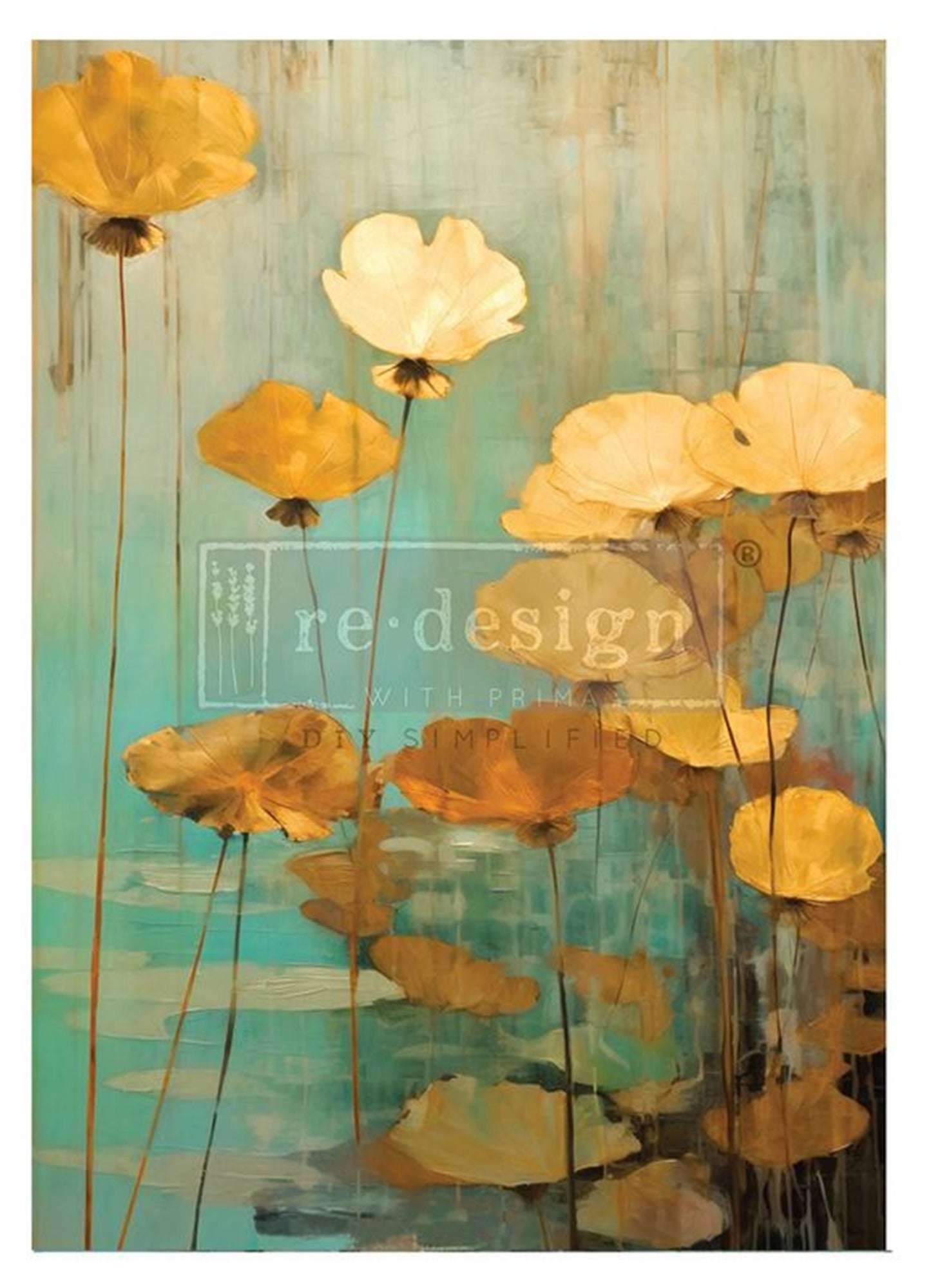 Eternal Lotus A1 Decoupage Fiber - Redesign Decor Tissue Paper ~ Decoupage Paper for Furniture 23.4" x 33.1″
