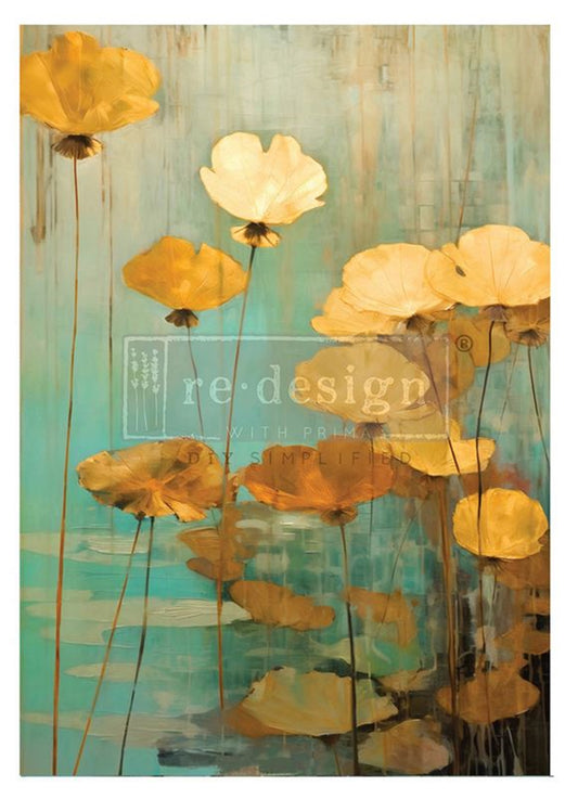 Eternal Lotus A1 Decoupage Fiber - Redesign Decor Tissue Paper ~ Decoupage Paper for Furniture 23.4" x 33.1″