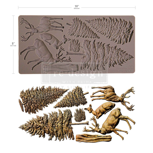 Evergreen Christmas Magic – Reindeer & Pine Tree Silicone Mould ~ 1 pc, 5″x10″x8mm
