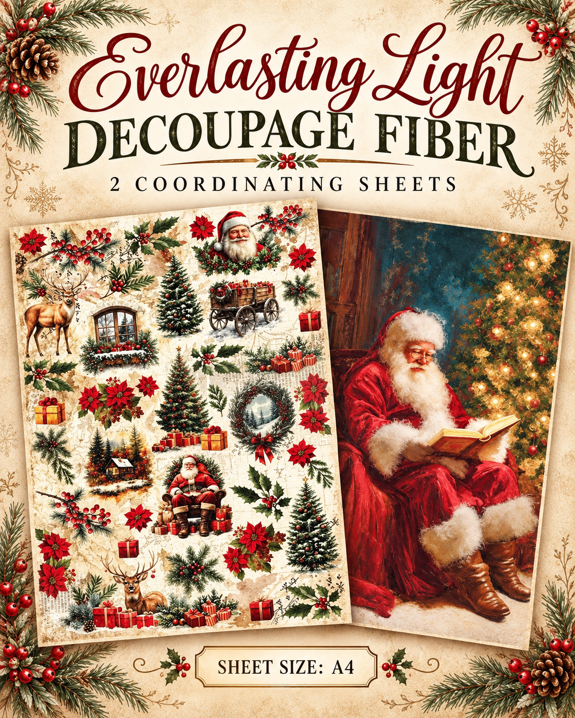 A4 Decoupage Fiber Pack – Everlasting Light – 2 Sheets