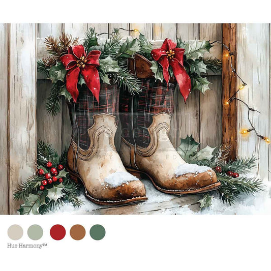 Farmhouse Noel - A4 Decoupage - Redesign Decor Tissue Paper ~ Decoupage Paper for Furniture 8.27″x11.69″