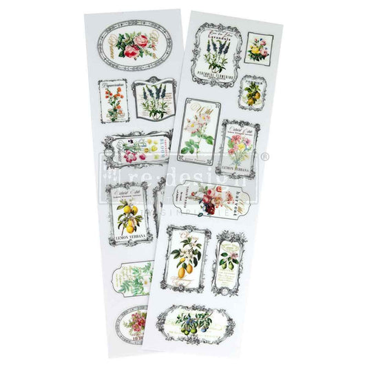 Fleur De Frame Luxe transfer set with vintage floral label frames
