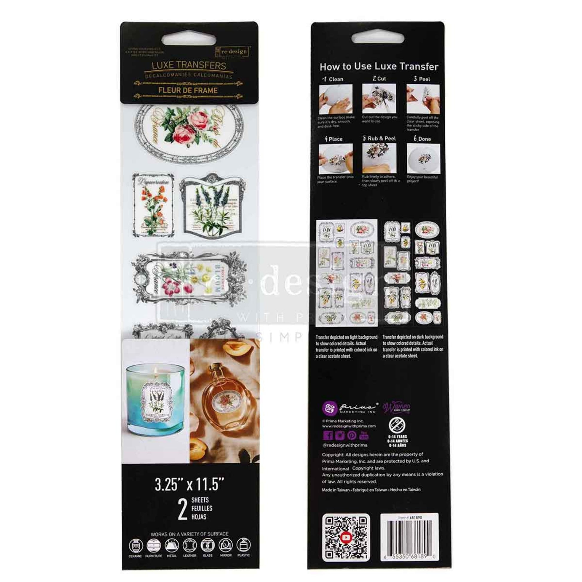 Furniture decor transfer Fleur De Frame French vintage labels