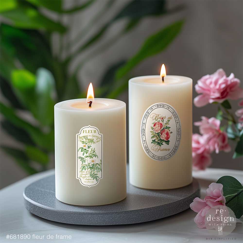 Ornate botanical label Luxe transfer for furniture accents