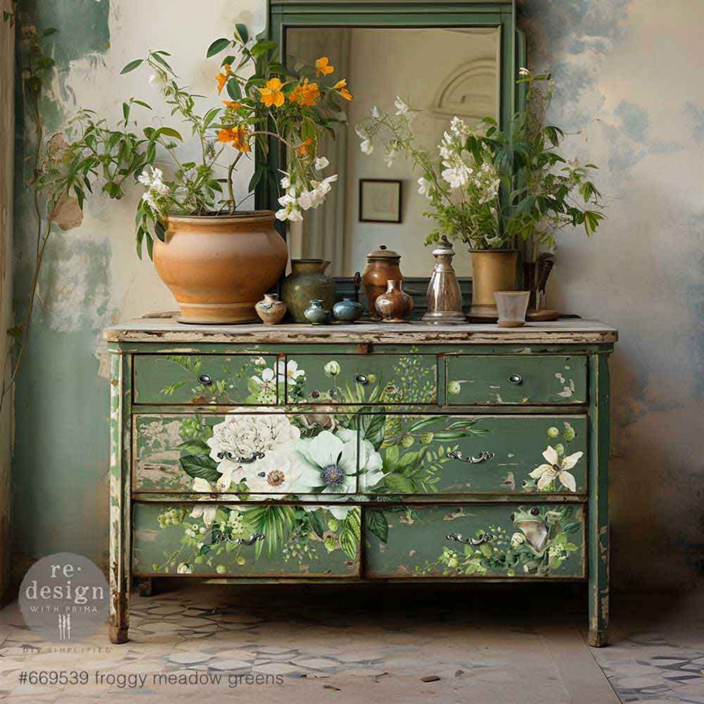 Froggy Meadow Greens - Large Redesign with Prima Decor Transfers®