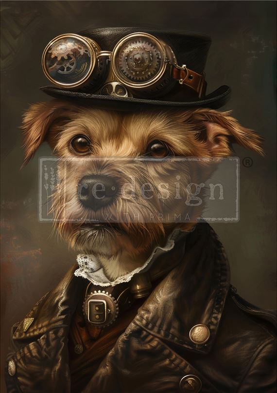 Gear Hound Steampunk Dog A1 Decoupage Fiber Paper - Redesign Decor Tissue Paper for decoupaging ~ Decoupage Paper for Furniture 23.4" x 33.1″