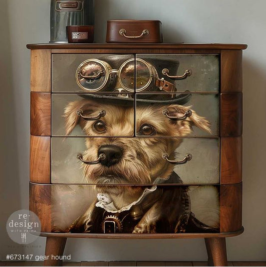 Gear Hound Steampunk Dog A1 Decoupage Fiber Paper - Redesign Decor Tissue Paper for decoupaging ~ Decoupage Paper for Furniture 23.4" x 33.1″