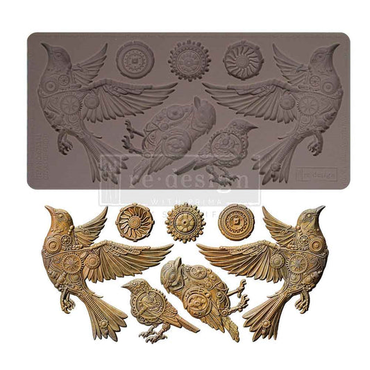 Gears of Flight Steampunk Bird Mould – 10″x5″, 8mm thickness ~ Redesign Decor Moulds® Silicone Decor Mould - Furniture Decor Mould